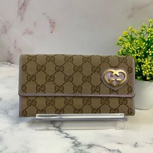GUC Gucci Monogram Lavender Trim and Interior Wallet